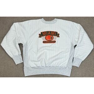 Midwest Embroidery Vintage NCAA Miami‎ Hurricanes Sweatshirt Size Large